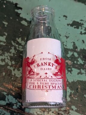Vintage Special Eggnog -  Franky's Dairy - Milk  Bottle - Made in England